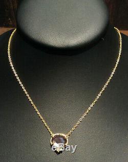 Judith Ripka 18k Gold Clad Silver Black Mother of Pearl Necklace with CZ Cherries