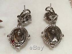 Judith Ripka 925 Sterling Silver Pave' CZ Drop Dangle Earrings with Omega Backs
