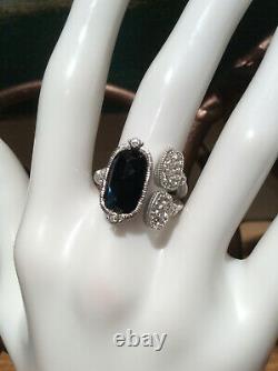 Judith Ripka Gold Coast Black Onyx & White Topaz Sterling Silver Ring Size 7