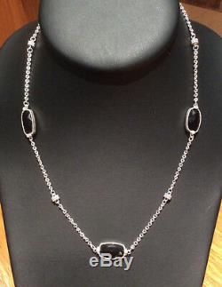 Judith Ripka Gold Coast Elongated Black Onyx & White Topaz 17 Inch Necklace