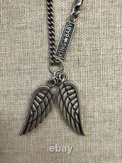 KING Baby Studio Double WING Pendant. 925 Sterling Silver. Beautiful Pendant
