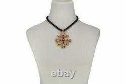 Kenneth Jay Lane KJL Byzantine Beauty 18 Drop Cross Religious Necklace
