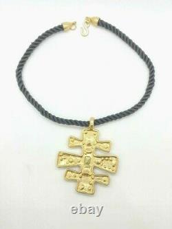 Kenneth Jay Lane KJL Byzantine Beauty 18 Drop Cross Religious Necklace