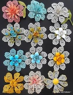 LOT of 80 Vintage METAL enamel FLOWER Pin earrings Beautiful SPRING FLING colr