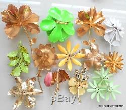 LOT of 80 Vintage METAL enamel FLOWER Pin earrings Beautiful SPRING FLING colr