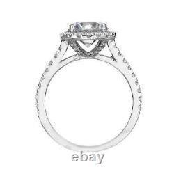 Lab Created Cushion Cut Moissanite Unique White Gold Plated Wedding Ring For Her