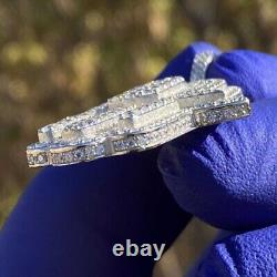 Lab Created Diamond Round 4Ct Hamsa Hand Pendant Necklace 14K White Gold Plated