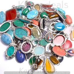 Labradorite & Mixed Gemstone Wholesale Lot 925 Sterling Silver Plated Pendant