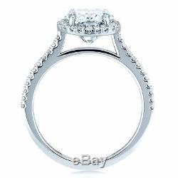 Ladies Round Cut 1.20Ct Diamond Halo Engagement Wedding Ring 14k White Gold Over