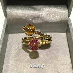 Lalique Ring Colored Round Crystal Beads Designed Ring with Box â Size 8.5