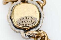 Lanvin gold metal script love crystal stone chain collar necklace NEW $895