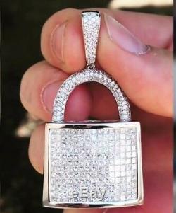 Lock Beautiful pendant Sterling Silver Custom Solid Fully Ice Charm