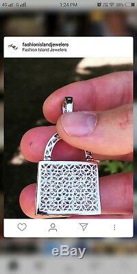 Lock Beautiful pendant Sterling Silver Custom Solid Fully Ice Charm