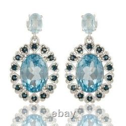 London Blue Topaz Gemstone 925 Sterling Silver Earrings Jewelry