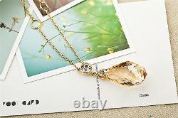 Long Chain Necklace Gold Plated Made with Swarovski Crystals Necklace