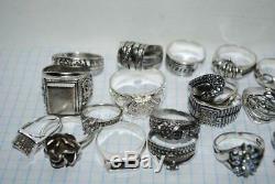 Lot Rings Beautiful Vintage Sterling Silver 925 Woman's Fashion Jewelry 100 gr