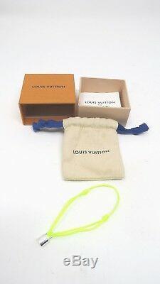 Louis Vuitton UNICEF Bracelet Silver Lockit Ag 925 A31466 Neon Green Silk