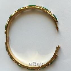 Marquise Jade Bangle Bracelet 14K Yellow Gold size 50 x 55 mm B47