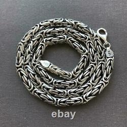 Men Boy Bali Round Byzantine Necklace Chain 925 Sterling Silver 5mm 76GR 22Inch