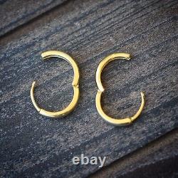 Men's Small Hoop Huggie Lovely Earrings 14k Yellow Gold Plated