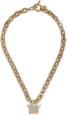 Michael Kors Oversized Chain withPadlock pendant necklace Gold tone With Stones