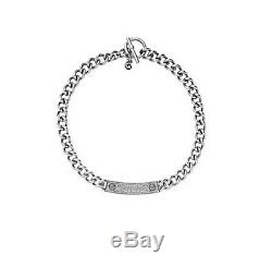 Michael Kors Silver Reversible, Chain Link, Pave Crystal Plaque Necklace Mkj3618