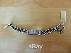 Michael Kors Silver Tone Pave Plaque Toggle Bracelet MSRP $165