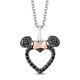 Minnie Mouse 1 Ct Black Round Simulated Heart Necklace 14k White Gold Plated
