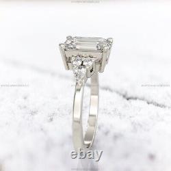Moissanite Diamond Engagement Band Wedding Ring 14k White Gold Fine Jewelry