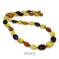 Multi-Color Amber Bean Beads Necklace