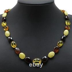 Multi-Color Amber Bean Beads Necklace