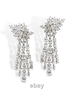 Multi-Shape CZ Long Chandelier Earrings Marilyn Monroe Inspired 925 SS Jewelry