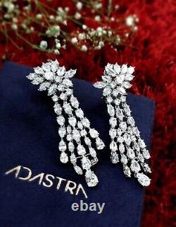 Multi-Shape CZ Long Chandelier Earrings Marilyn Monroe Inspired 925 SS Jewelry