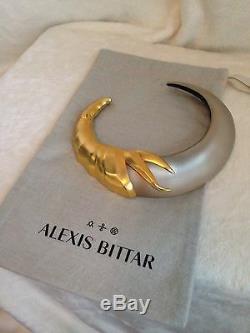 NEW ALEXIS BITTAR Warm Gray LUCITE Gold Accent O'KEEFE NECKLACE CHOKER- RARE