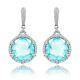 New Judith Ripka Round Sky Blue Crystal Earrings With Micro Pave White Sapphire