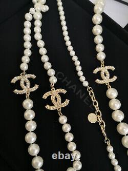 NIB CHANEL 100th Anniversary Pearl Necklace 3 CC Logo Chain Classic Necklace
