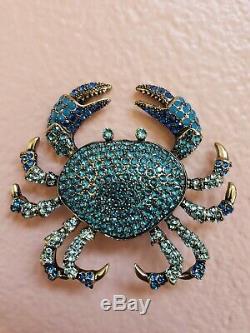 NWOT HEIDI DAUS Blue Queen's Crab Crystal Pin MSRP $199 Sold Out! BEAUTIFUL