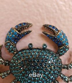 NWOT HEIDI DAUS Blue Queen's Crab Crystal Pin MSRP $199 Sold Out! BEAUTIFUL