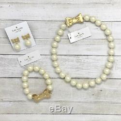 NWT Kate Spade All Wrapped Up In Pearls Necklace Bracelet Earring Set MSRP $294