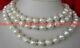 Natural 13-15mm South Sea Kasumi White Pearl Necklace 35'' Aaa