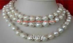 Natural 13-15mm South Sea Kasumi White Pearl Necklace 35'' AAA