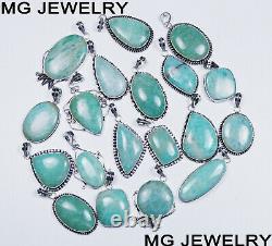 Natural Amazonite Gemstone 925 sterling silver Plated wholesale lot pendants