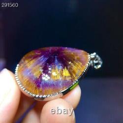 Natural Cacoxenite Canada Purple Rutilated Flower Love Pendant 30.3/23.2mm AAAA