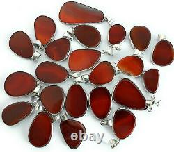Natural Red Onyx Gemstone Handmade 925 Sterling Silver Plated Pendant Lot