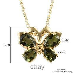 Necklace Pendant 925 Sterling Silver Yellow Gold Over Moldavite Size 20 Ct 1.7