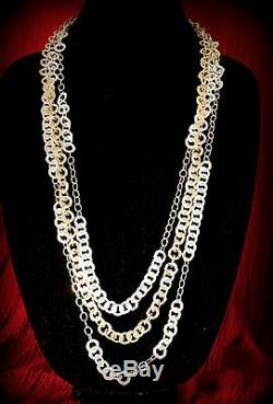 Neiman Marcus Multi-Tone Gold Plated Circle Chain Multi Layer Necklace Gorgeous