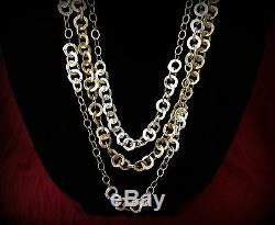 Neiman Marcus Multi-Tone Gold Plated Circle Chain Multi Layer Necklace Gorgeous