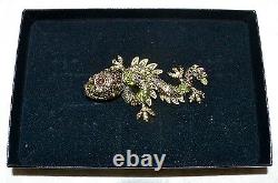 New $130 HEIDI DAUS Glittering Guardian Fu Dog Brooch Pin Crystals Topaz
