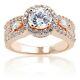 New 1.20 Ct Round Cut Halo Diamond Engagement Wedding Ring 14k Rose Gold Over