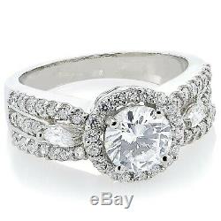 New 1.20 Ct Round Cut Halo Diamond Engagement Wedding Ring 14k White Gold Over